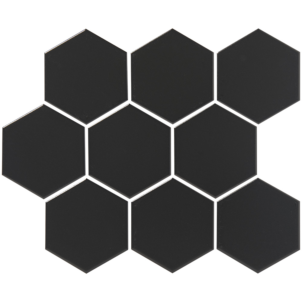 Manhattan Black Large Hexagon Mosaic Tile - Calibre Concepts