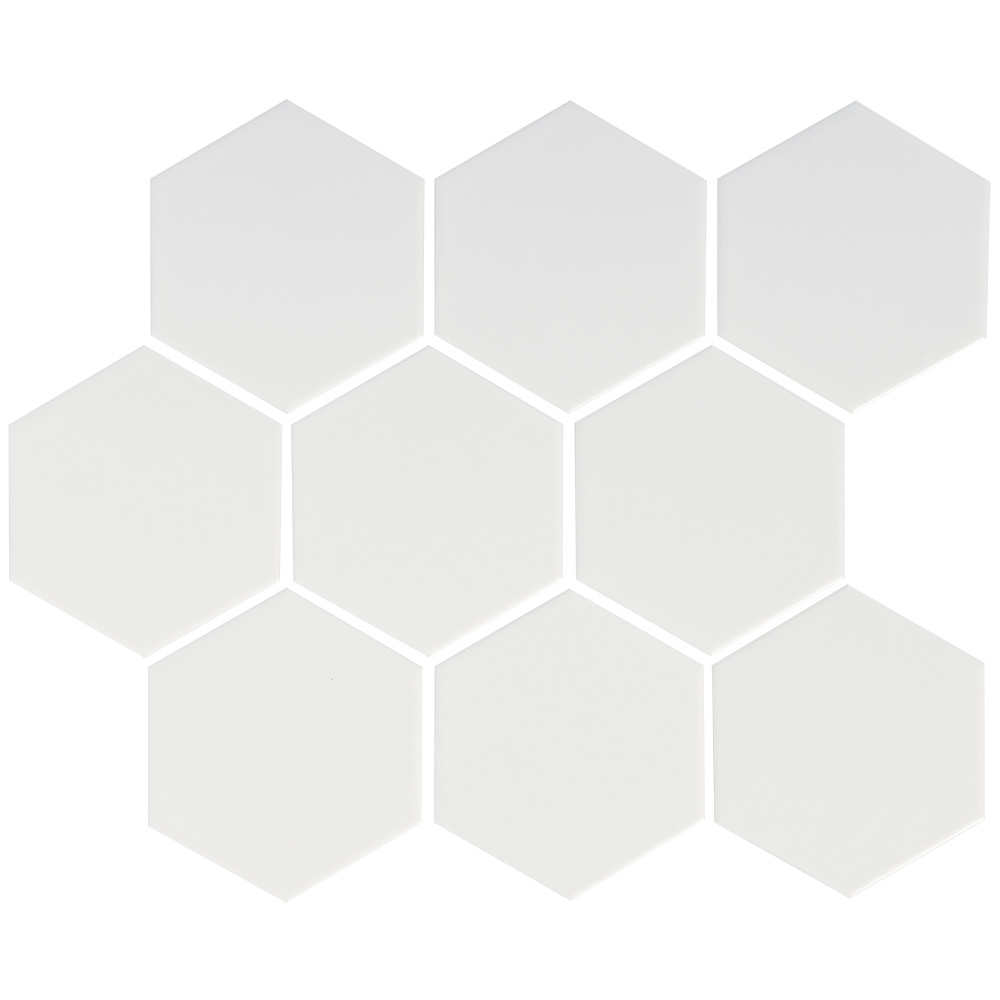 Manhattan White Large Hexagon Mosaic Tile Calibre Concepts